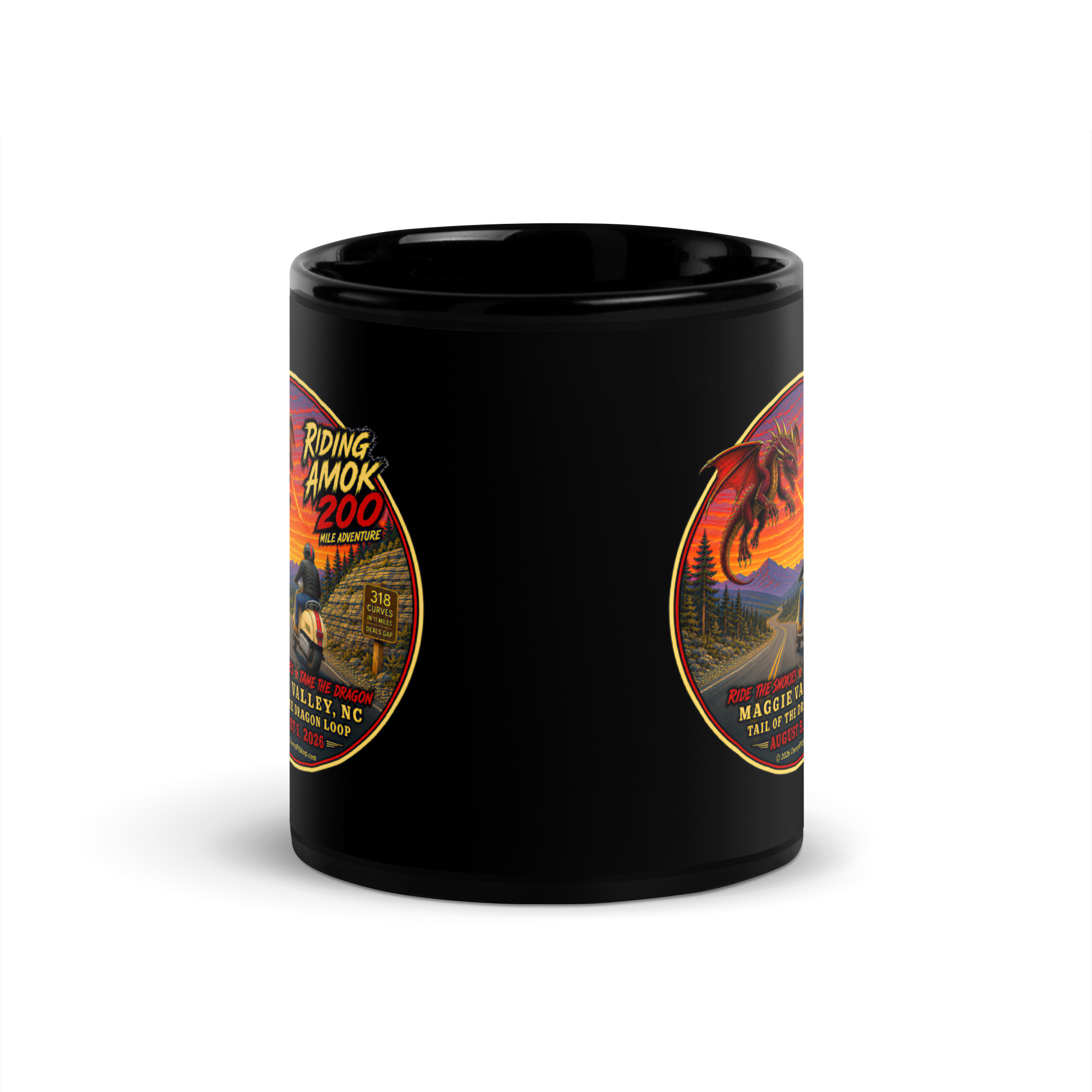 Dragon 200 Black Glossy Mug - Image 3