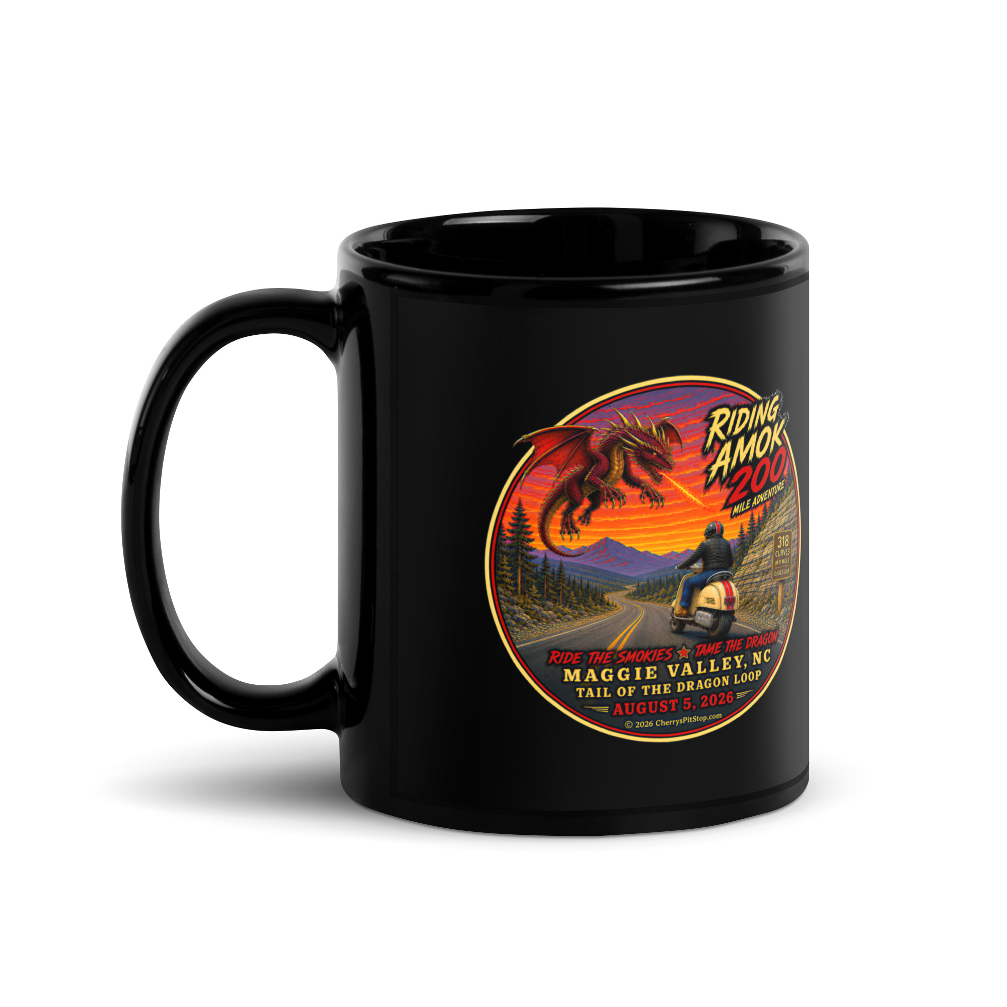 Dragon 200 Black Glossy Mug - Image 4