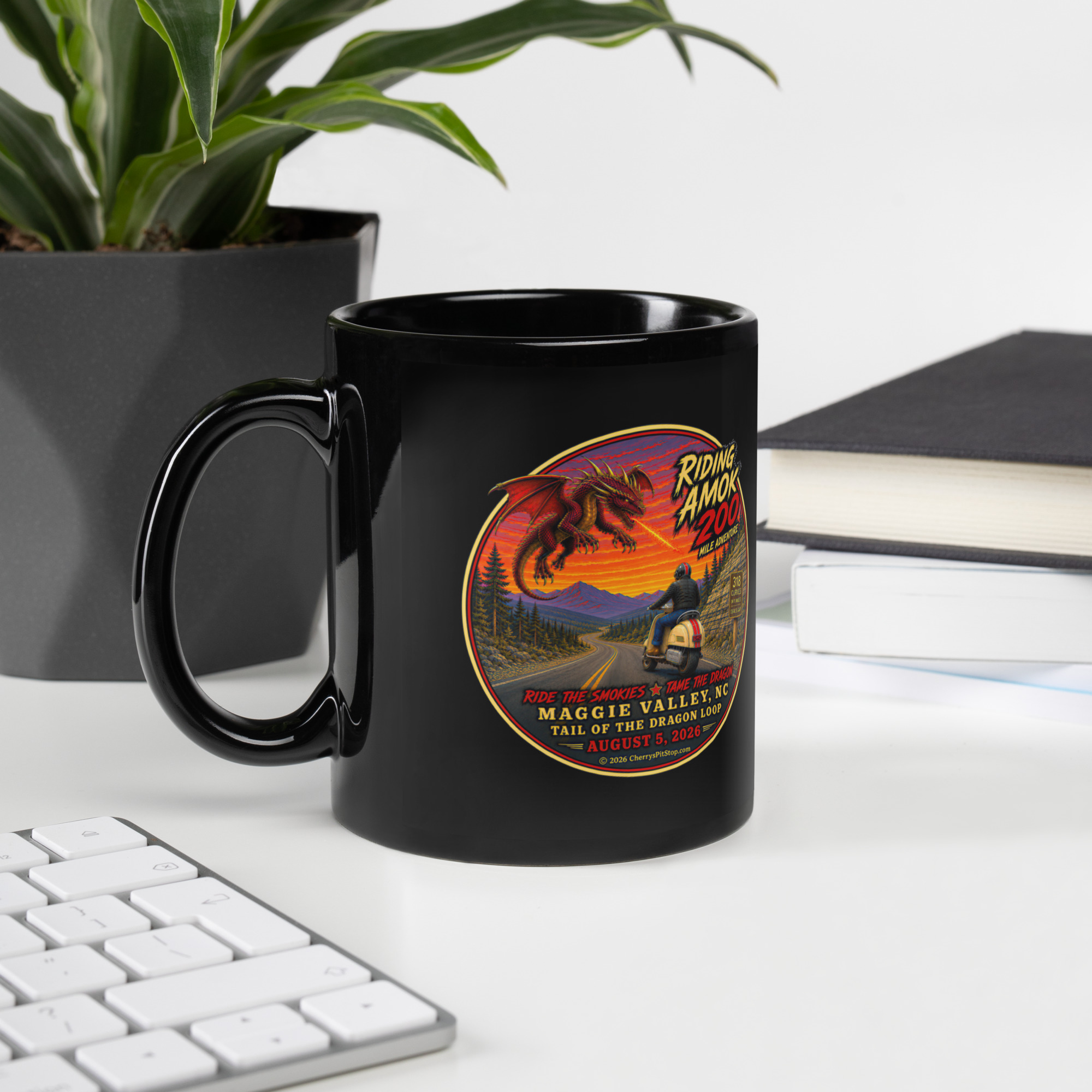 Dragon 200 Black Glossy Mug - Image 7