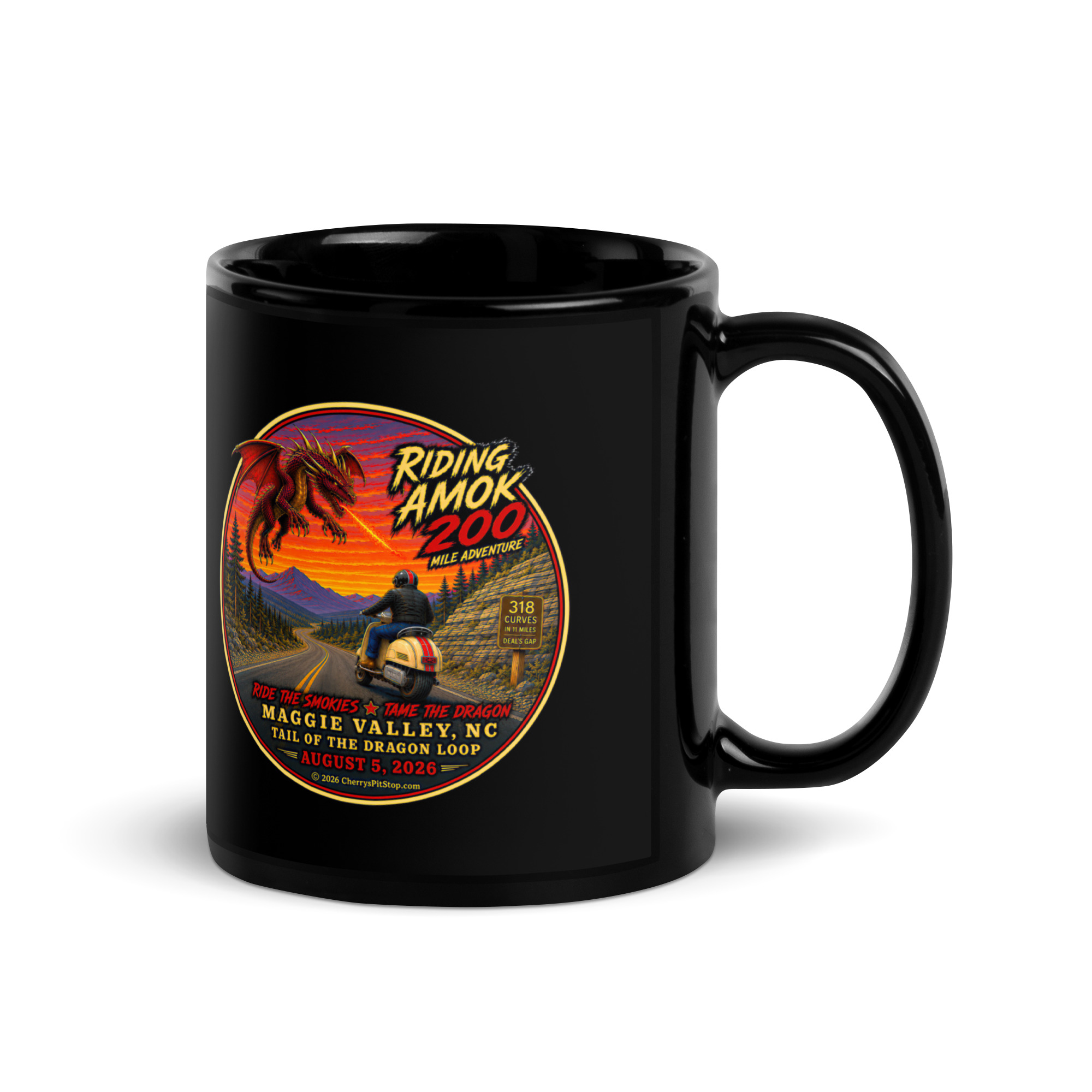 Dragon 200 Black Glossy Mug - Image 2