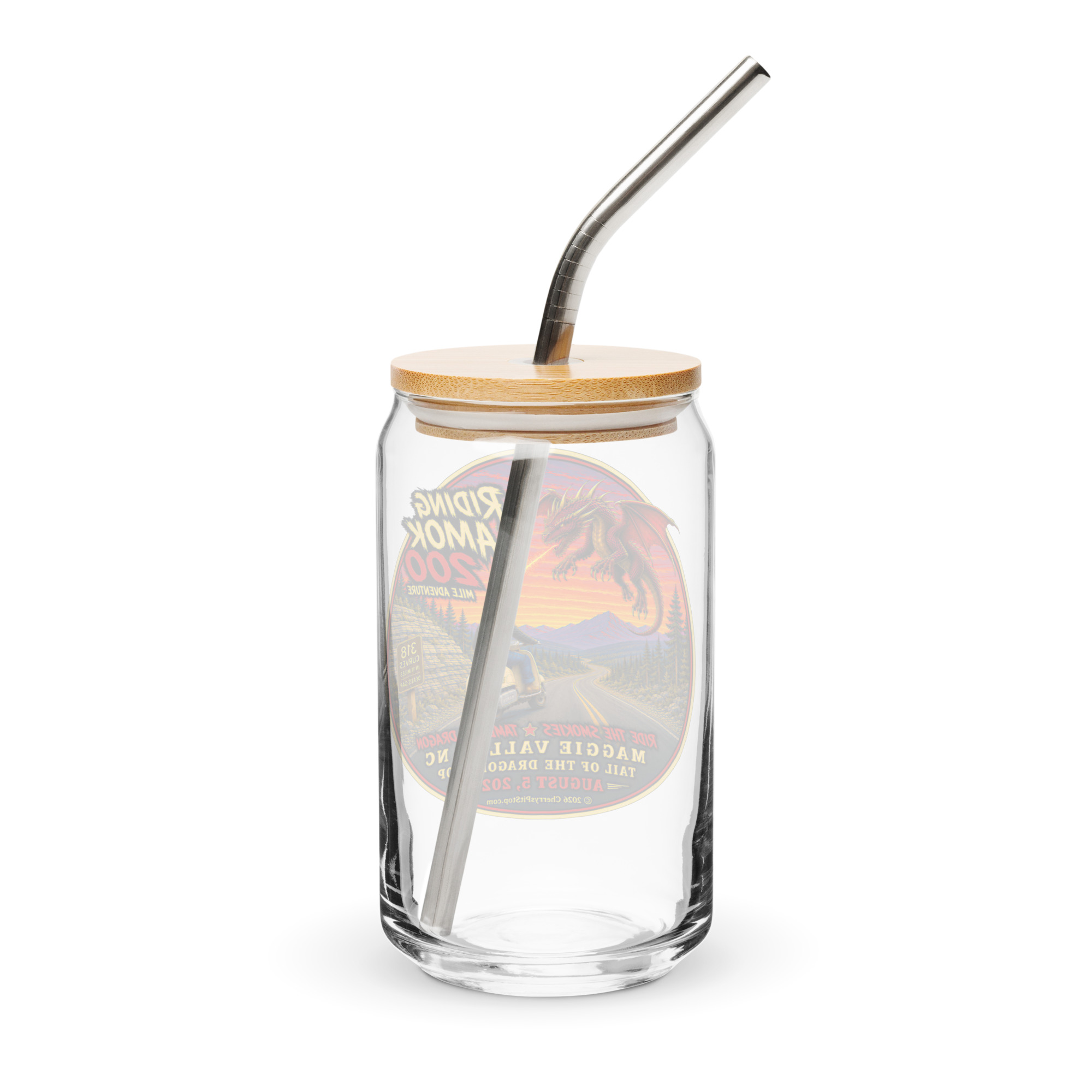 Dragon 200 Can-Shaped Glass with Bamboo Lid & Straw – 16 oz - Image 2