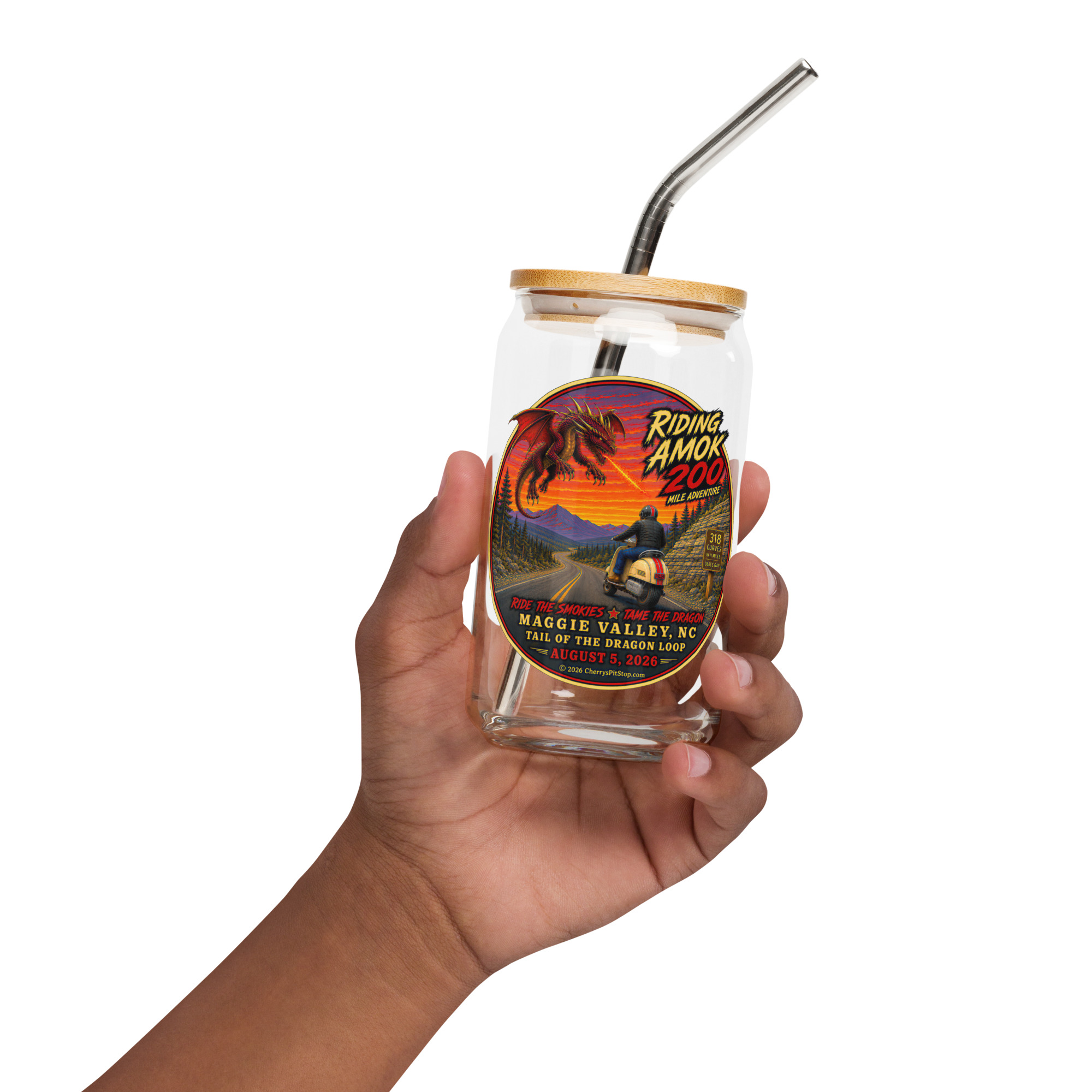 Dragon 200 Can-Shaped Glass with Bamboo Lid & Straw – 16 oz - Image 13