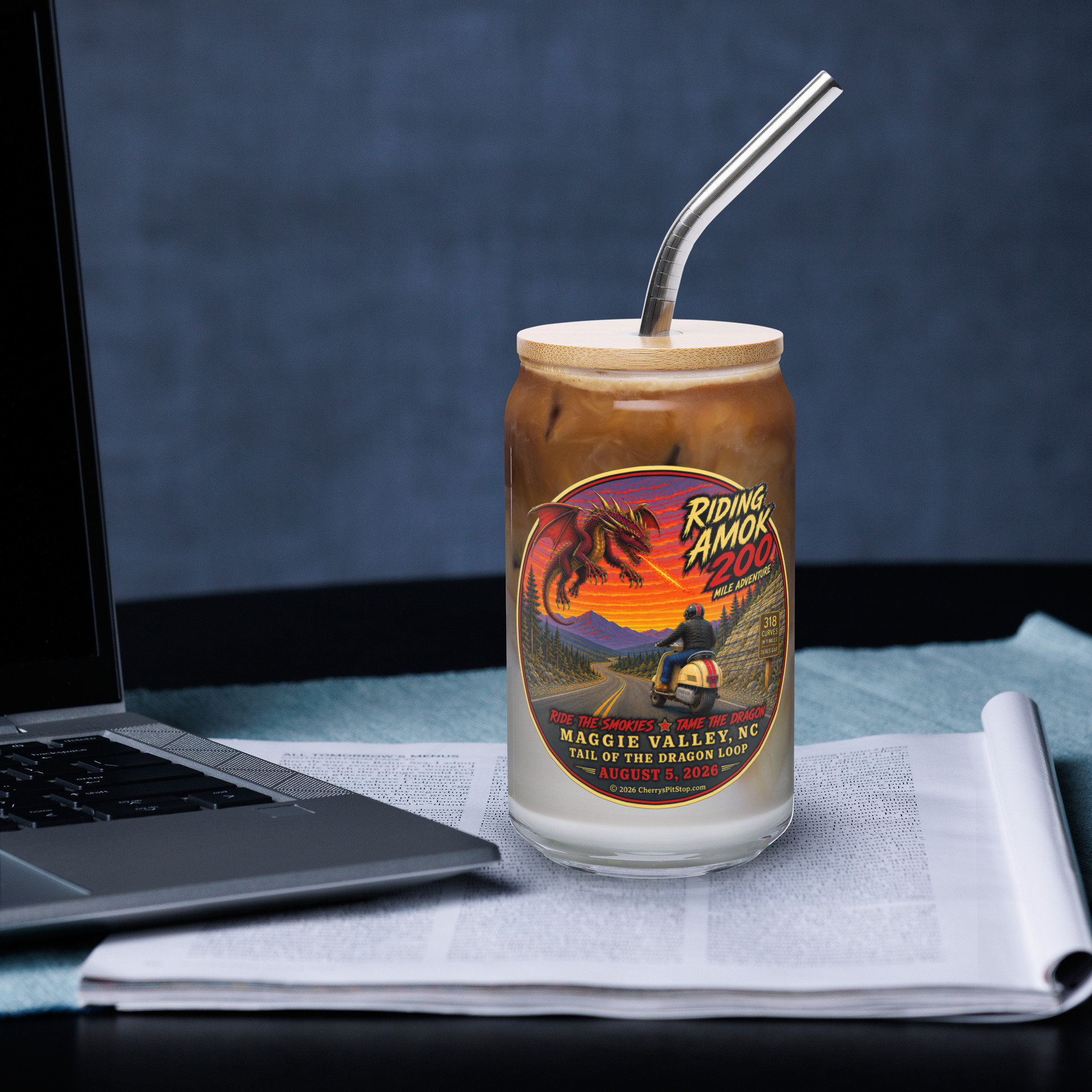Dragon 200 Can-Shaped Glass with Bamboo Lid & Straw – 16 oz - Image 15