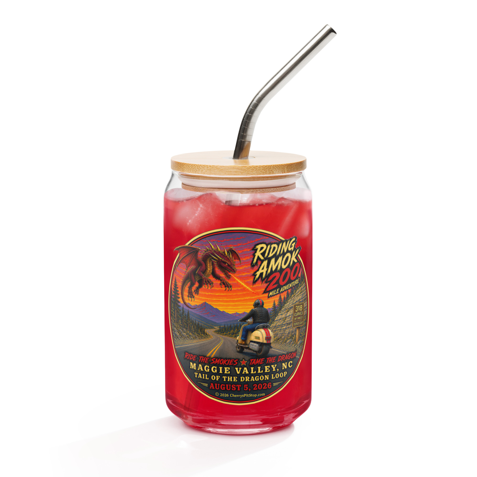 Dragon 200 Can-Shaped Glass with Bamboo Lid & Straw – 16 oz - Image 9