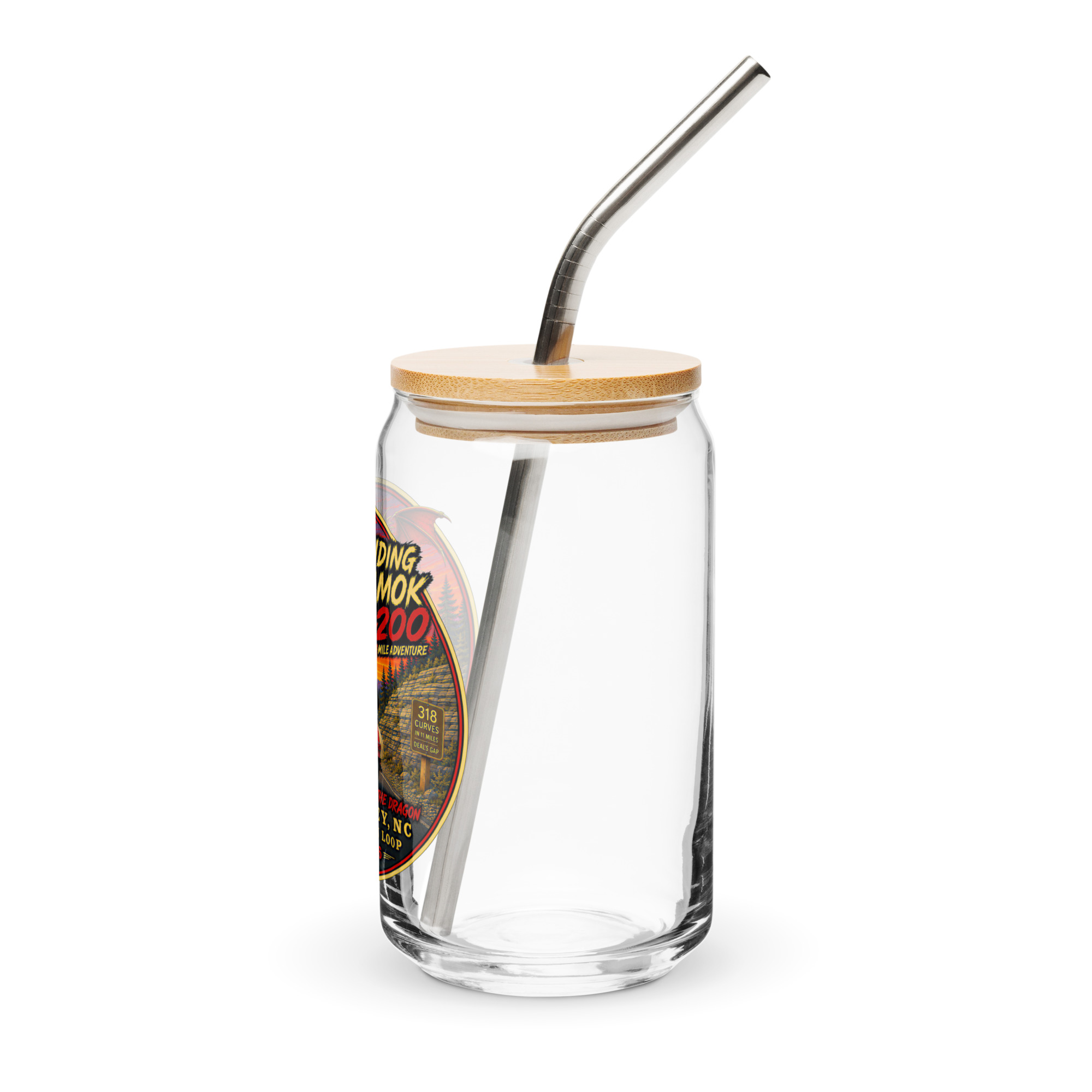 Dragon 200 Can-Shaped Glass with Bamboo Lid & Straw – 16 oz - Image 3