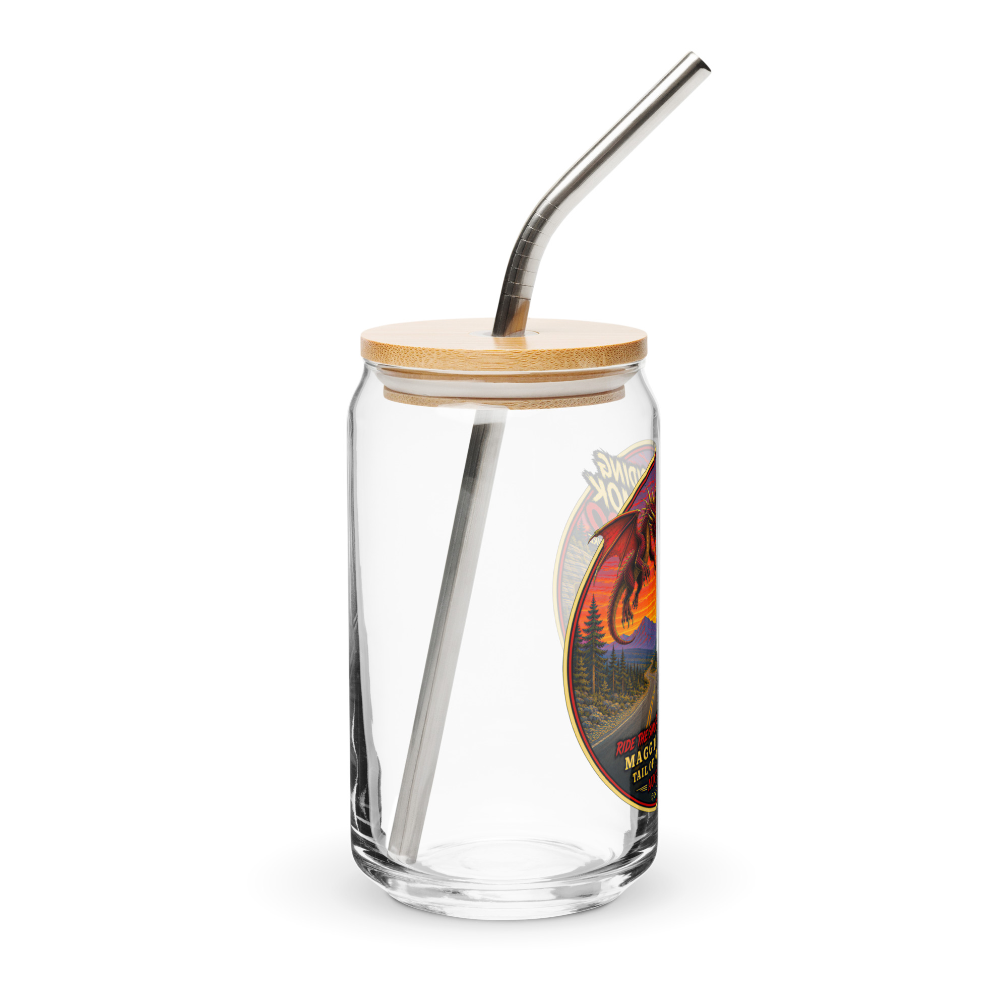 Dragon 200 Can-Shaped Glass with Bamboo Lid & Straw – 16 oz - Image 4