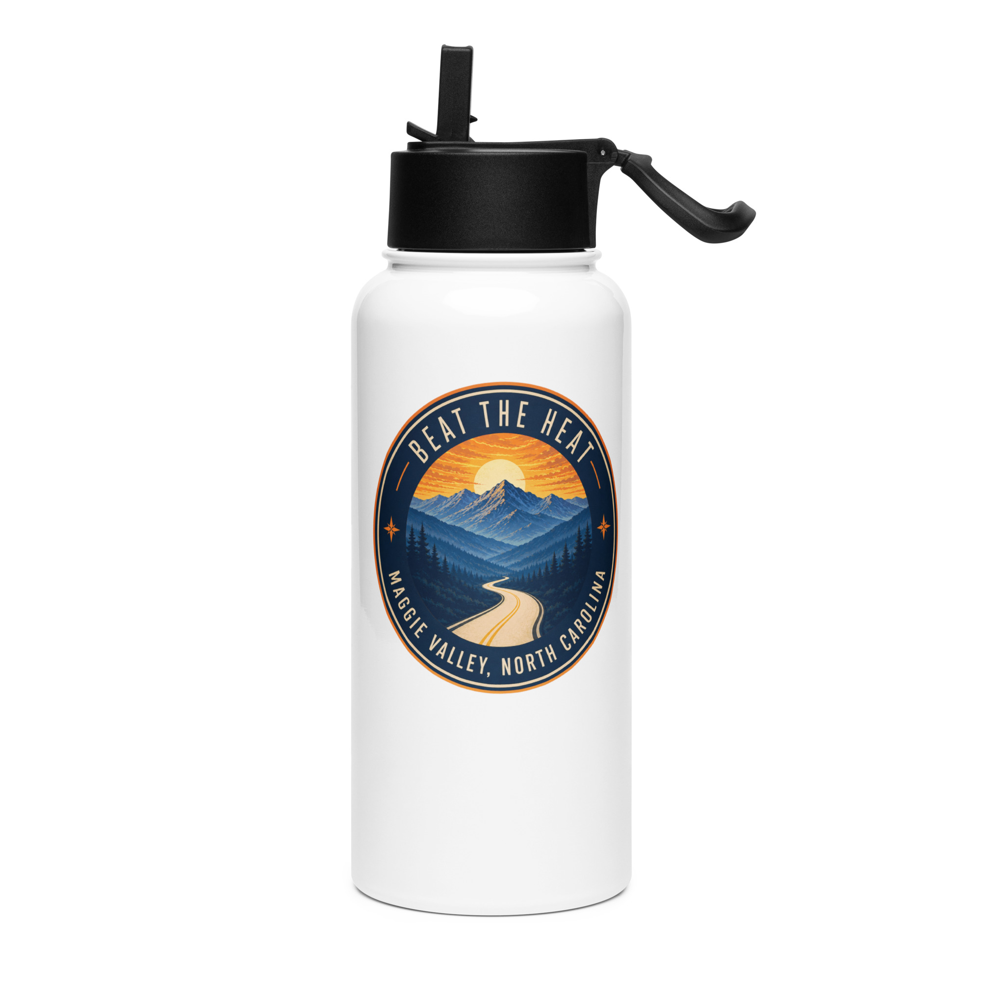 Beat the Heat | Maggie Valley Stainless steel water bottle with a straw lid – 32 oz - Image 4