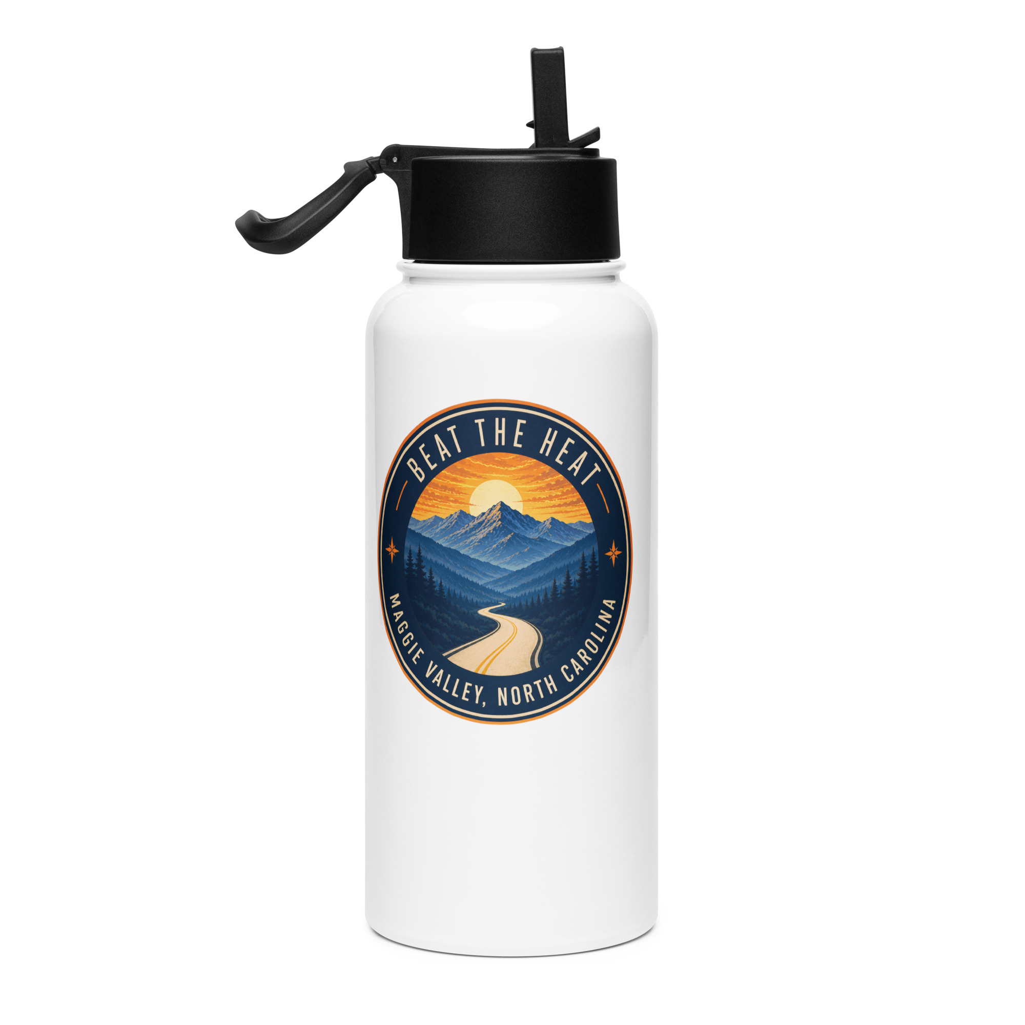 Beat the Heat | Maggie Valley Stainless steel water bottle with a straw lid – 32 oz