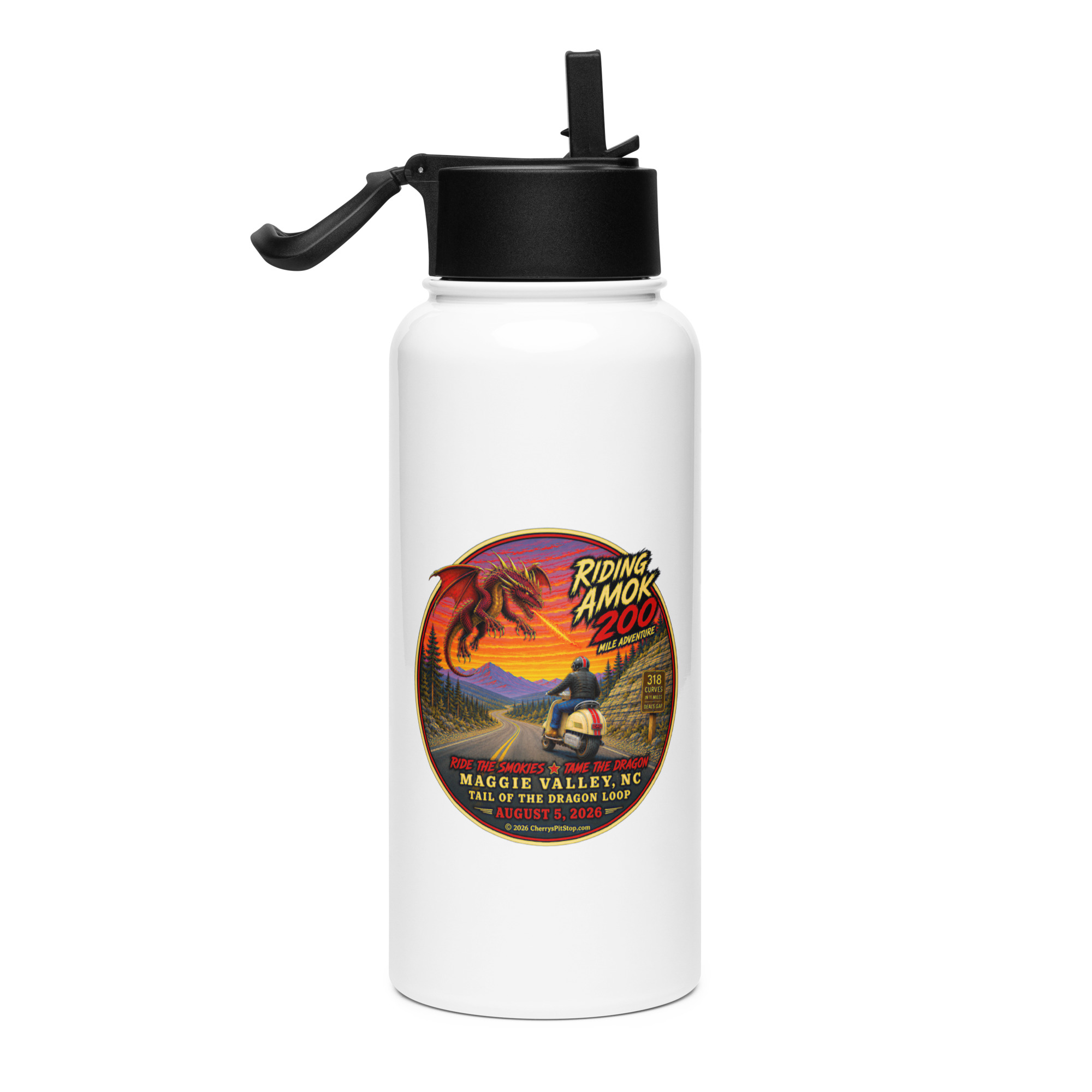Dragon 200 Stainless Steel Water Bottle with Straw Lid – 32 oz - Image 2