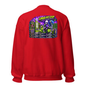 Outta Space, Lunar Pit Stop - Premium Unisex Crewneck Sweatshirt