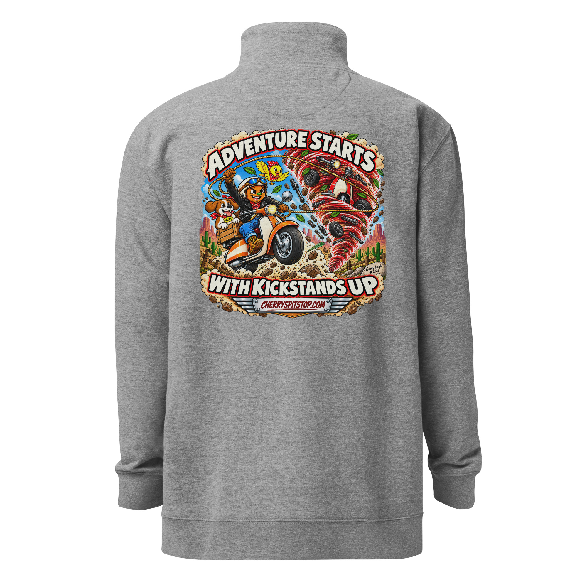 Adventure Starts With Kickstands Up - Unisex Quarter-Zip Fleece Pullover