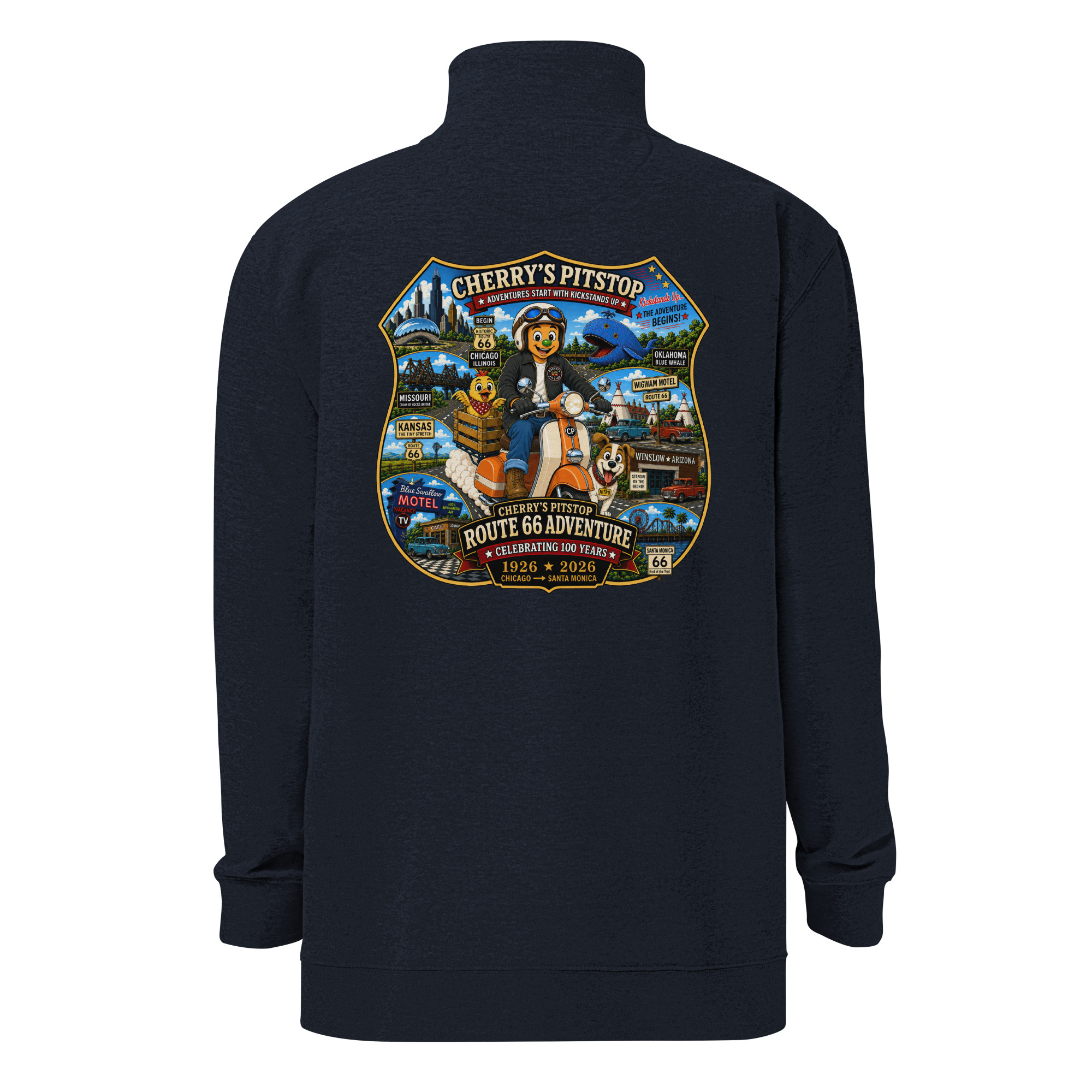Route 66 Unisex Quarter-Zip Fleece Pullover
