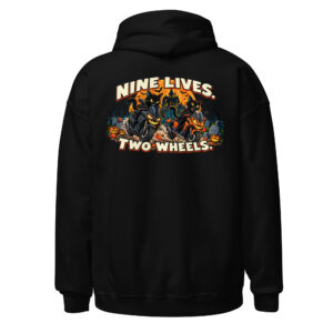 Nine Lives. Two Wheels. — Unisex Heavy Blend Hoodie
