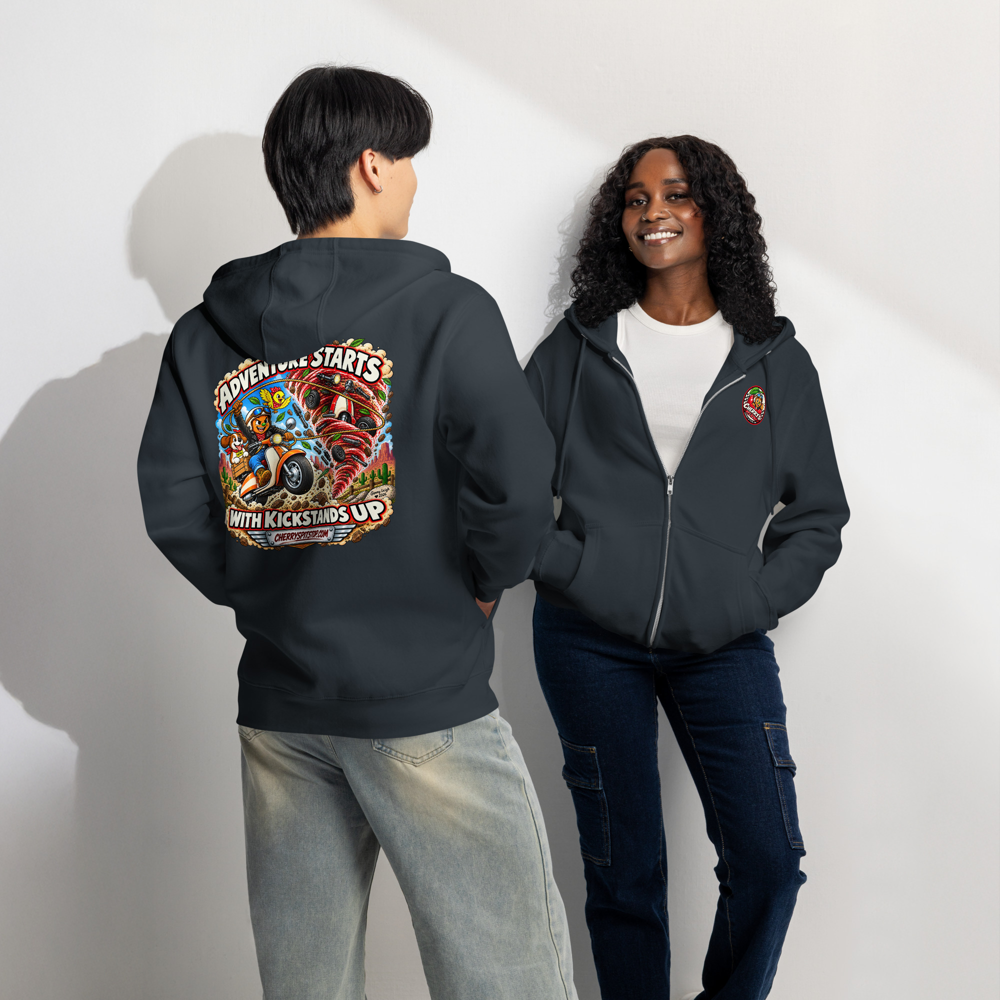 Adventure Starts With Kickstands Up - Premium Full-Zip Hoodie - Image 22