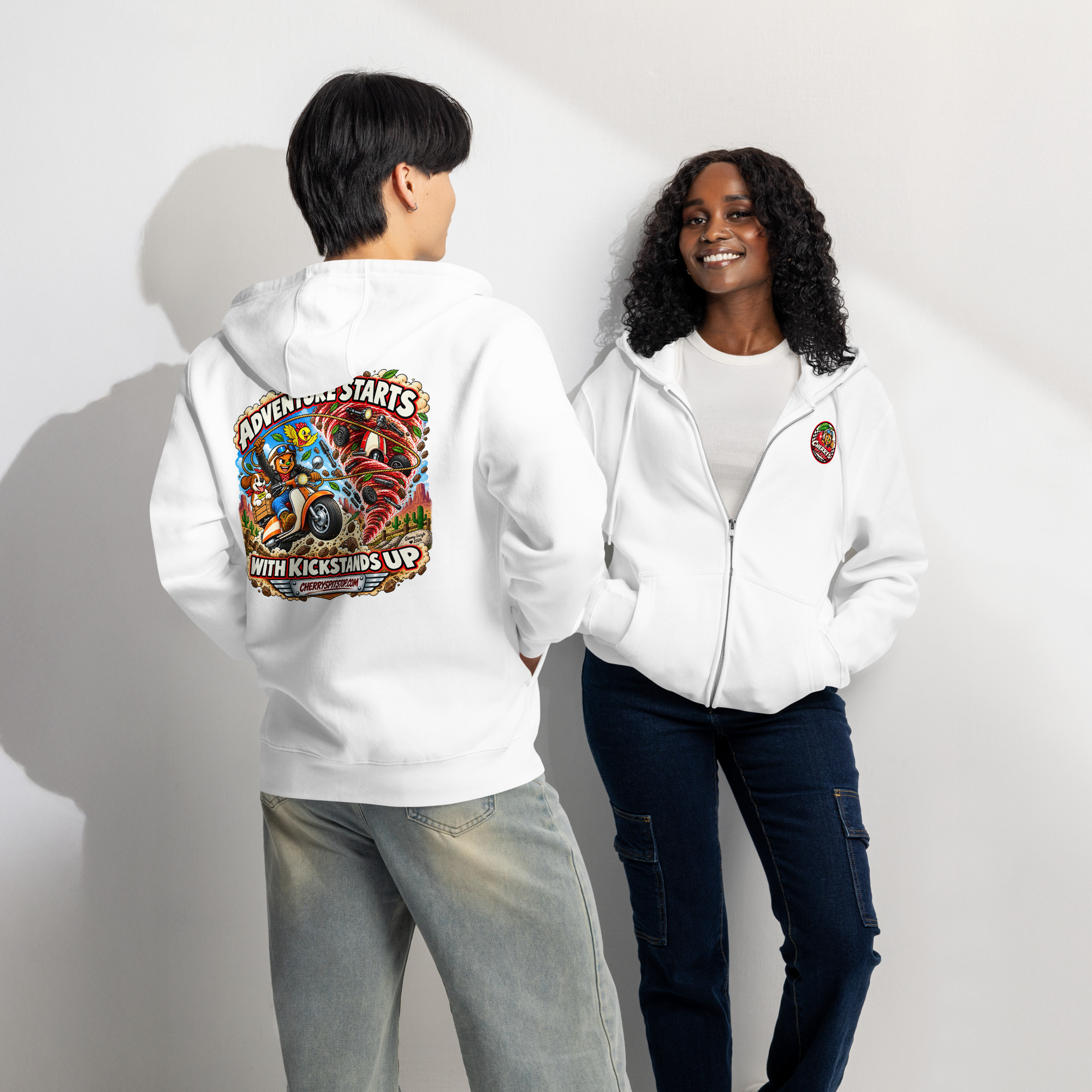 Adventure Starts With Kickstands Up - Premium Full-Zip Hoodie - Image 30