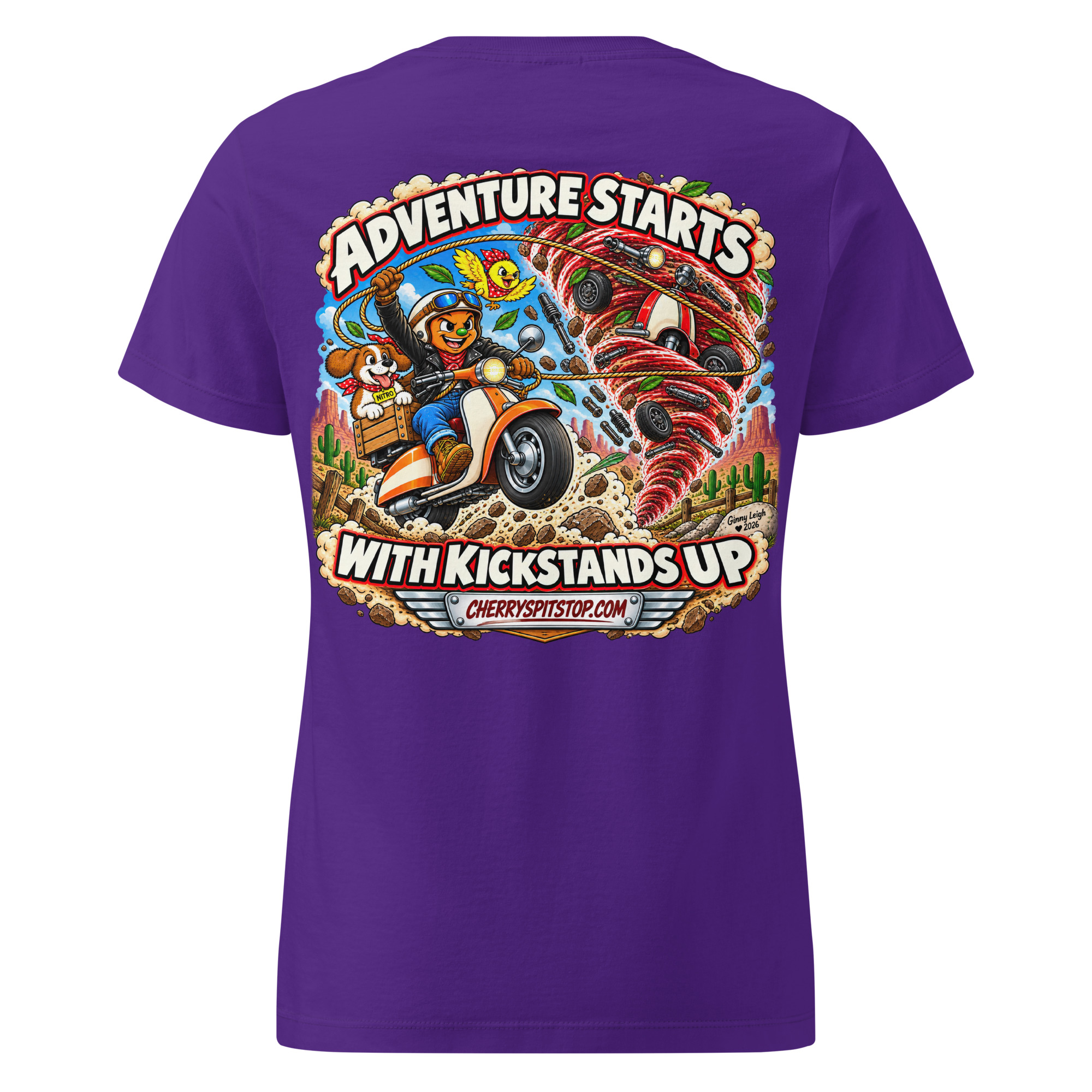 Adventures Start With Kickstands Up - Woman's Semi-Fitted T-Shirt - Image 12