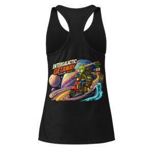 OUTTA-SPACE, Intergalactic Getaway — Women’s Fitted Racerback Tank Top