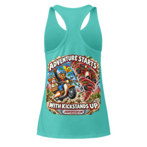 Adventures Start With Kickstands Up - Women’s Fitted Racerback Tank Top
