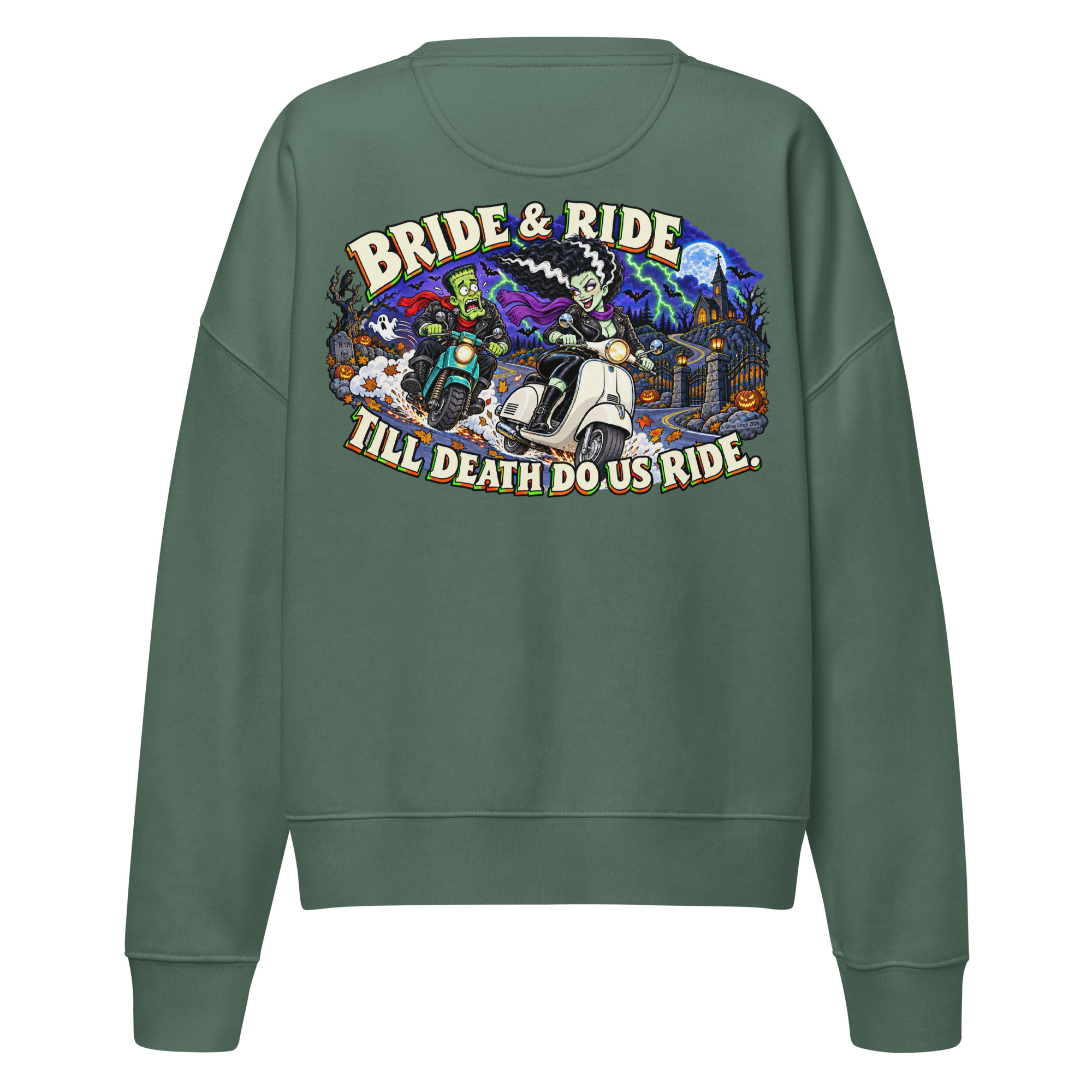 Bride & Ride – Women’s Organic Crewneck Sweatshirt - Image 9