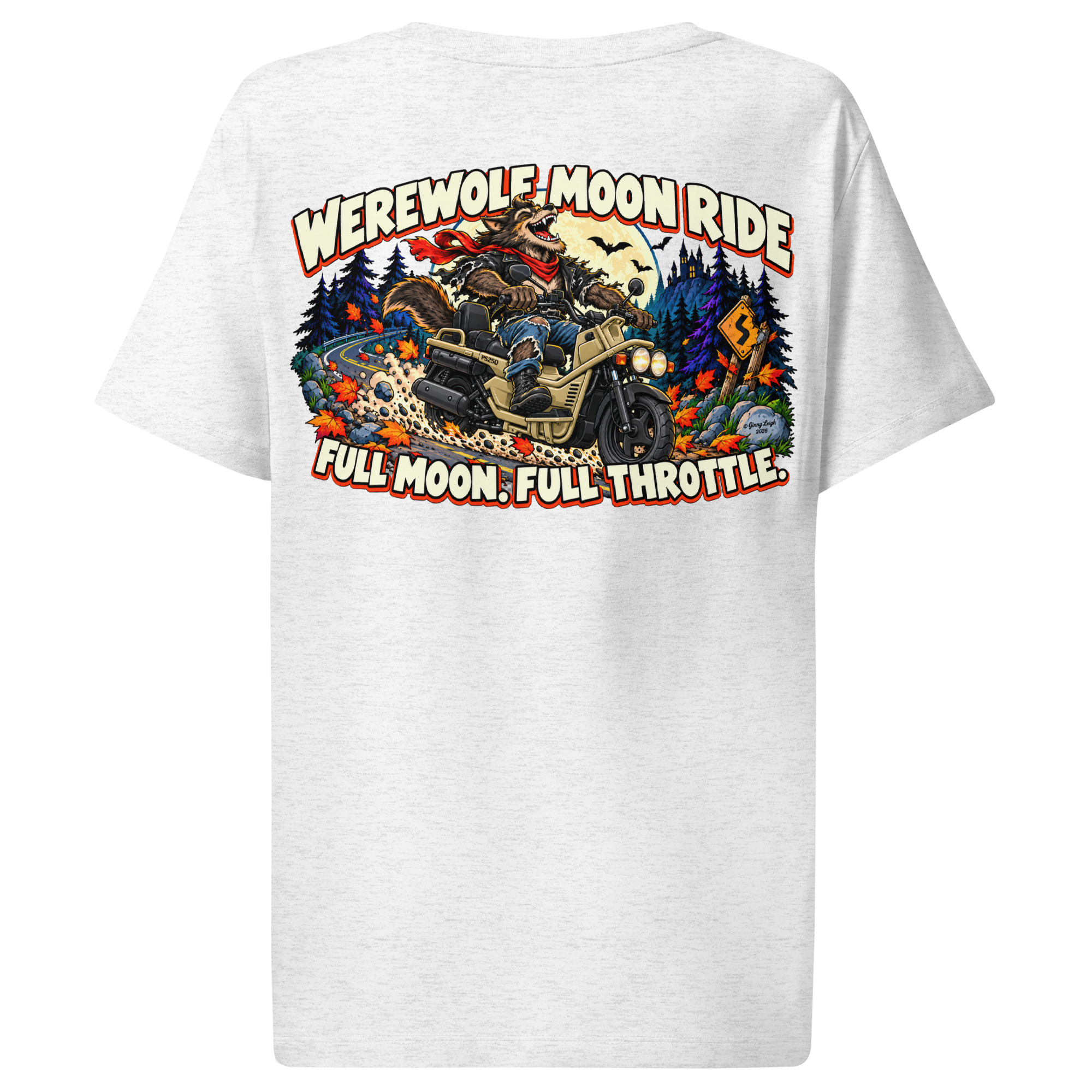Werewolf Moon Ride – Women’s Organic Ribbed-Neck T-Shirt - Image 18