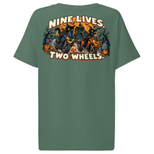Nine Lives. Two Wheels. — Women’s Organic Ribbed Neck T-Shirt