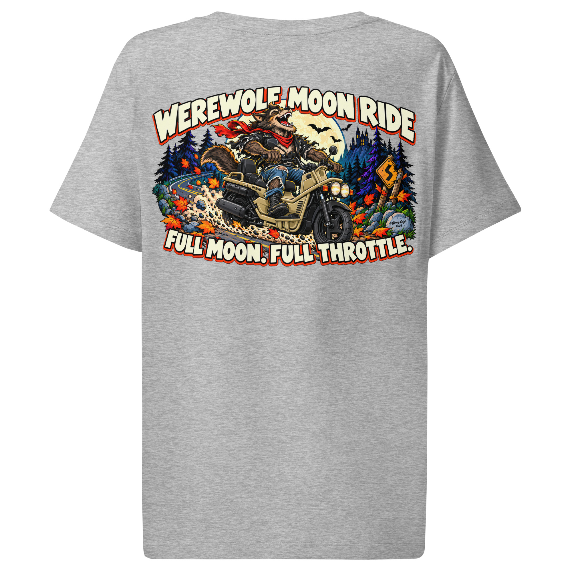 Werewolf Moon Ride – Women’s Organic Ribbed-Neck T-Shirt - Image 17