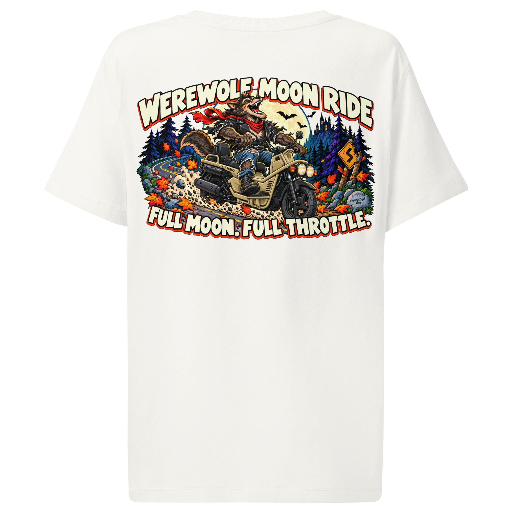 Werewolf Moon Ride – Women’s Organic Ribbed-Neck T-Shirt - Image 19