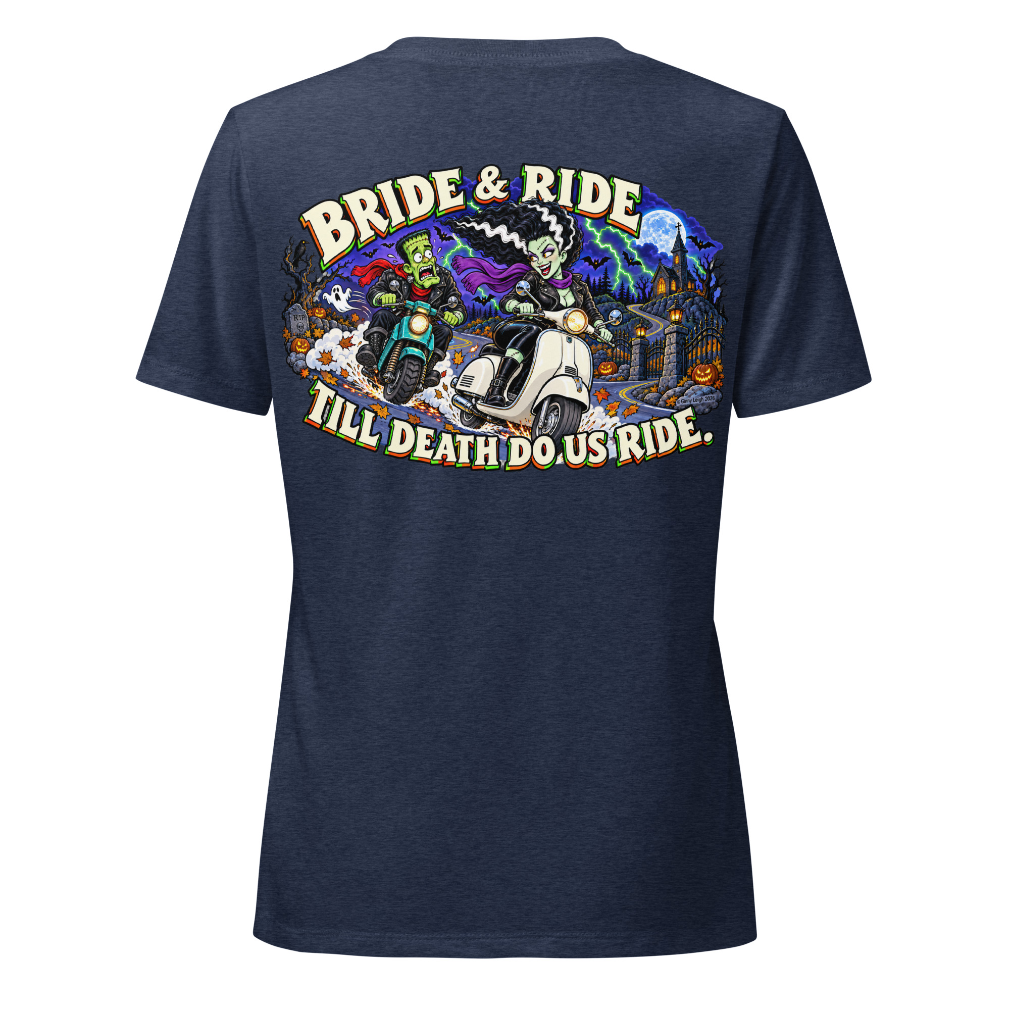Bride & Ride – Women’s Relaxed V-Neck T-Shirt - Image 11