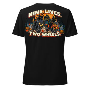 Nine Lives. Two Wheels. — Women’s Relaxed V-Neck Tee