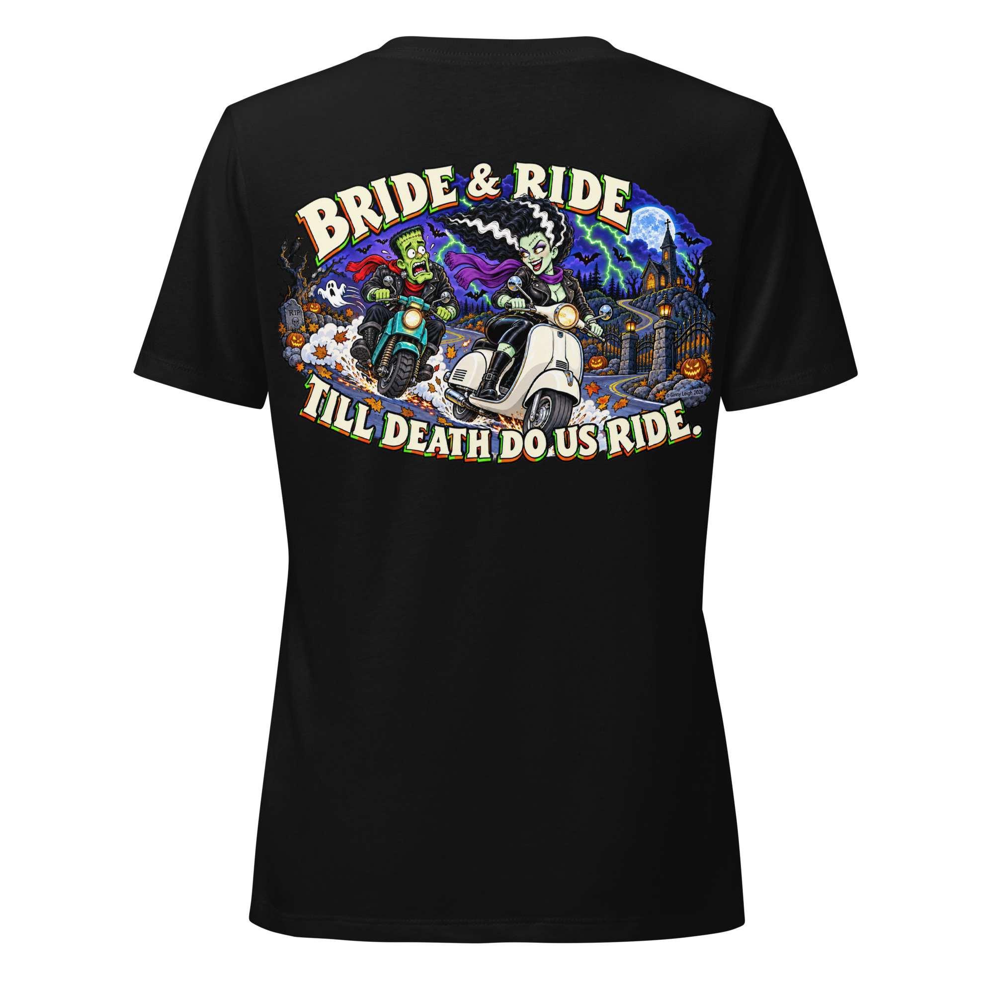 Bride & Ride – Women’s Relaxed V-Neck T-Shirt - Image 10