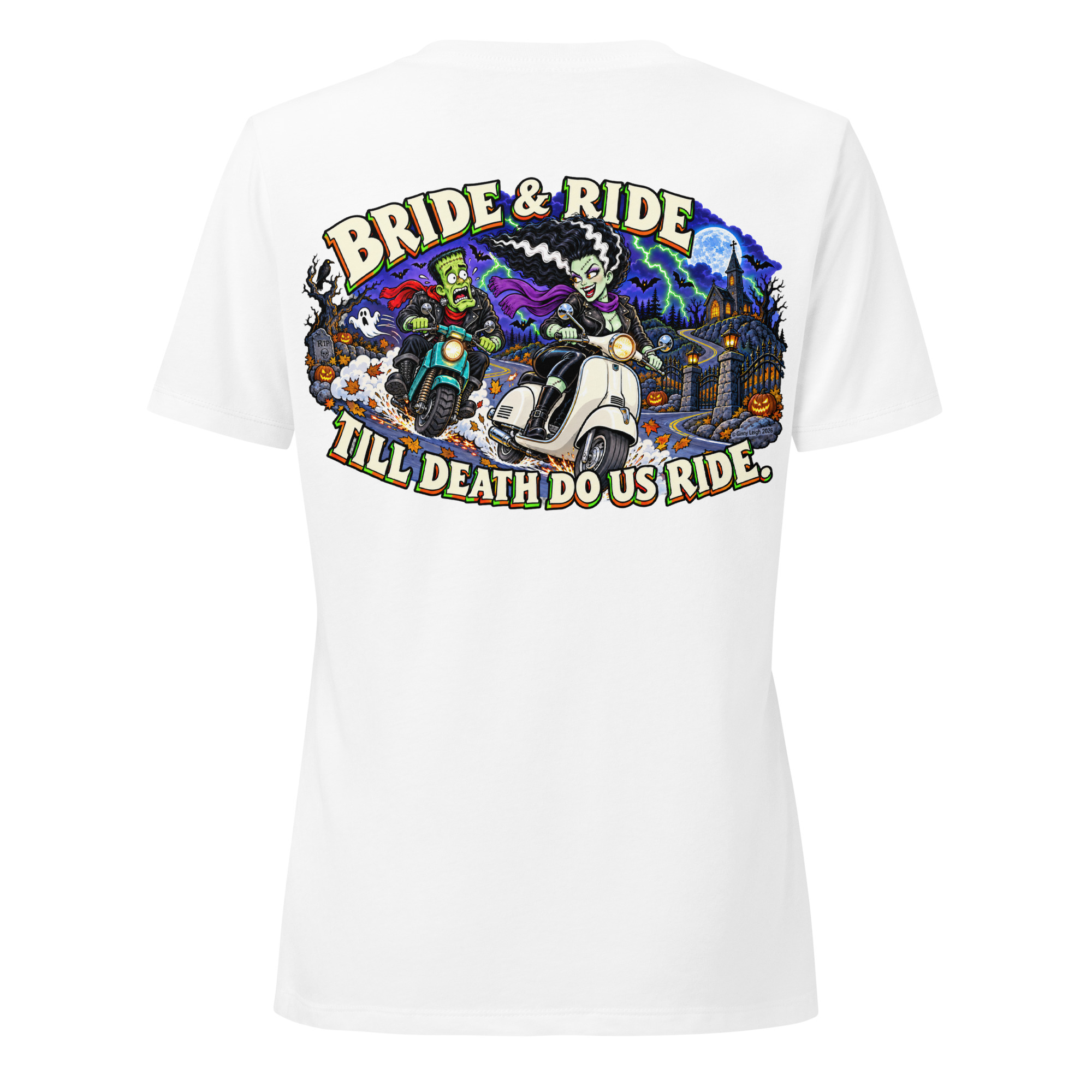 Bride & Ride – Women’s Relaxed V-Neck T-Shirt - Image 16