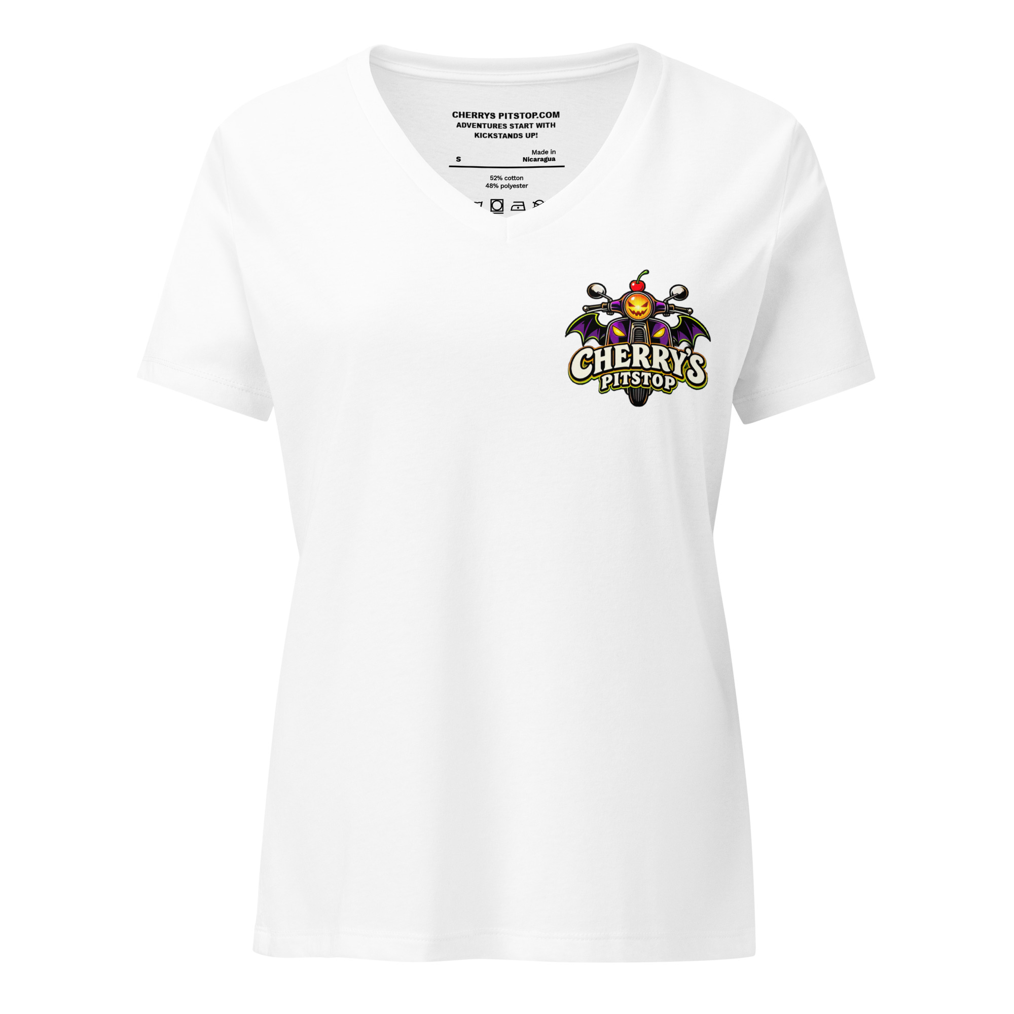 Bride & Ride – Women’s Relaxed V-Neck T-Shirt - Image 9
