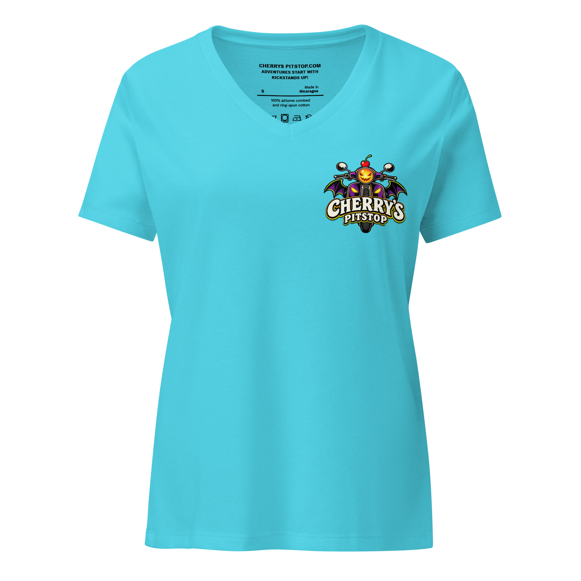 Bride & Ride – Women’s Relaxed V-Neck T-Shirt - Image 8